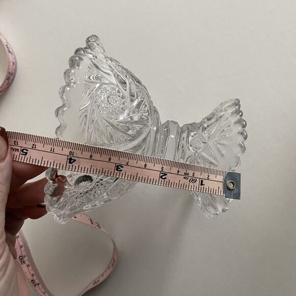 Cut / Pressed Clear Glass Vintage Pedestal Candy Dish SET OF 2 - Picture 6 of 6